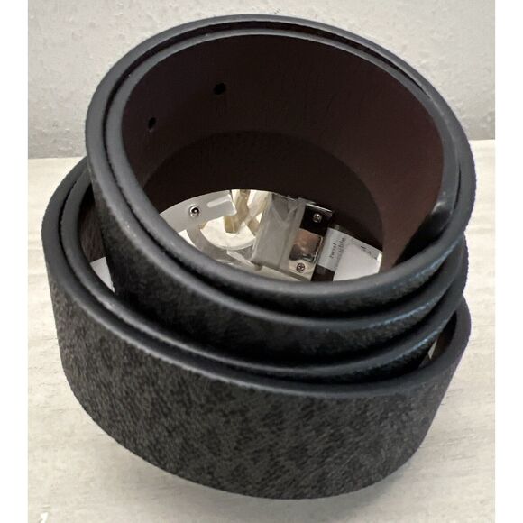 MICHAEL KORS BELT REVERSIBLE BLACK MK LOGO/BROWN 2-Tone MK LOGO BUCKLE STYLE!! - Picture 9 of 15